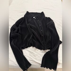 Better Be Black Ribbed Button Down Shirt